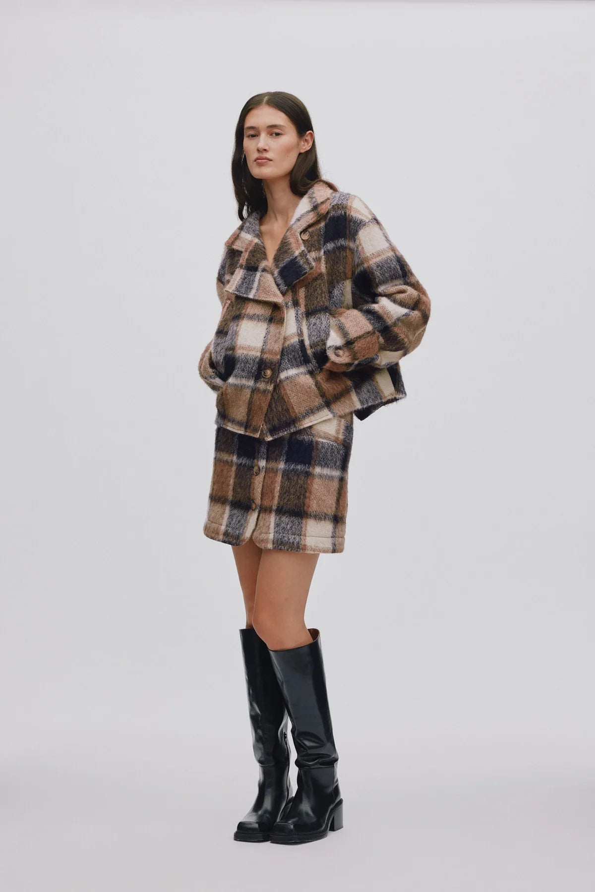Ehsan Jumbo Check Jacket - Brown Check