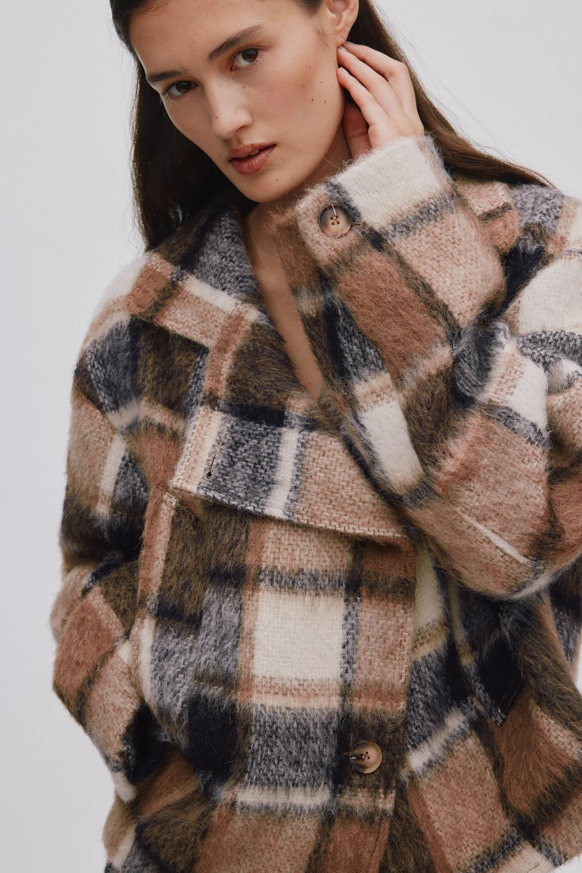 Ehsan Jumbo Check Jacket - Brown Check