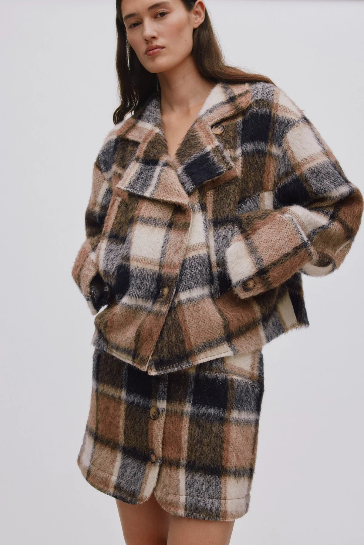 Ehsan Jumbo Check Jacket - Brown Check