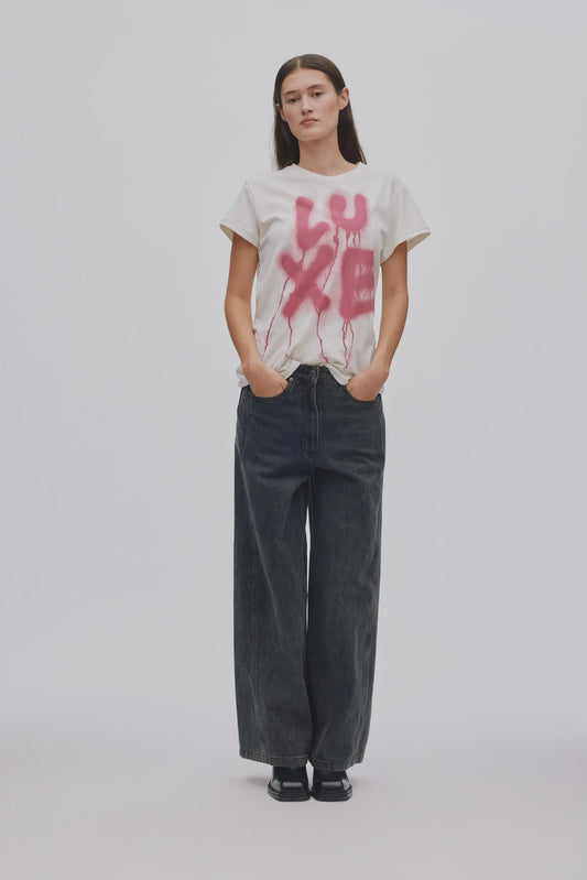 Lane Denim Black Wide Leg Pant - Washed Black Denim