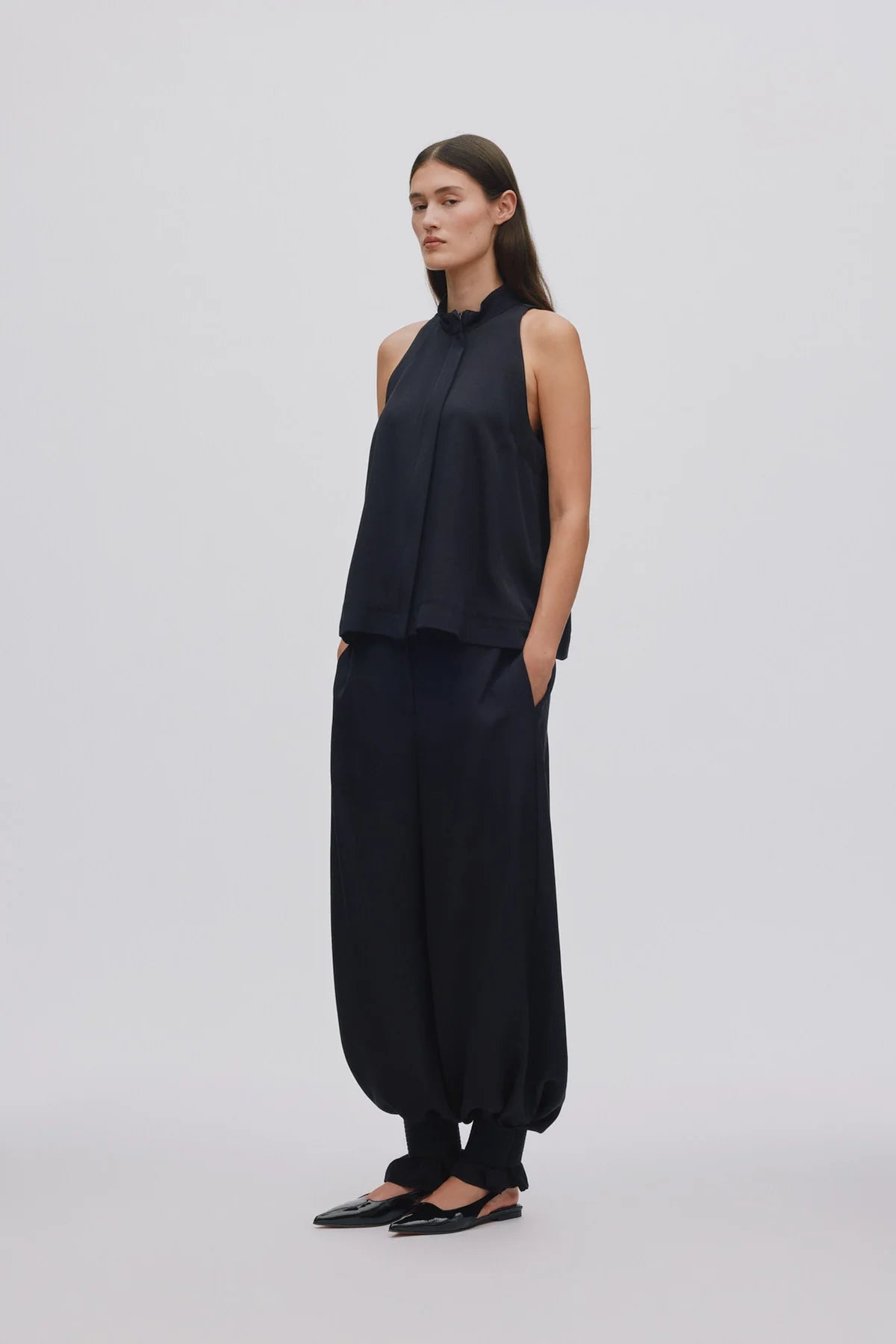 Dalvina Grossgrain Cuff Detail Pants - Black