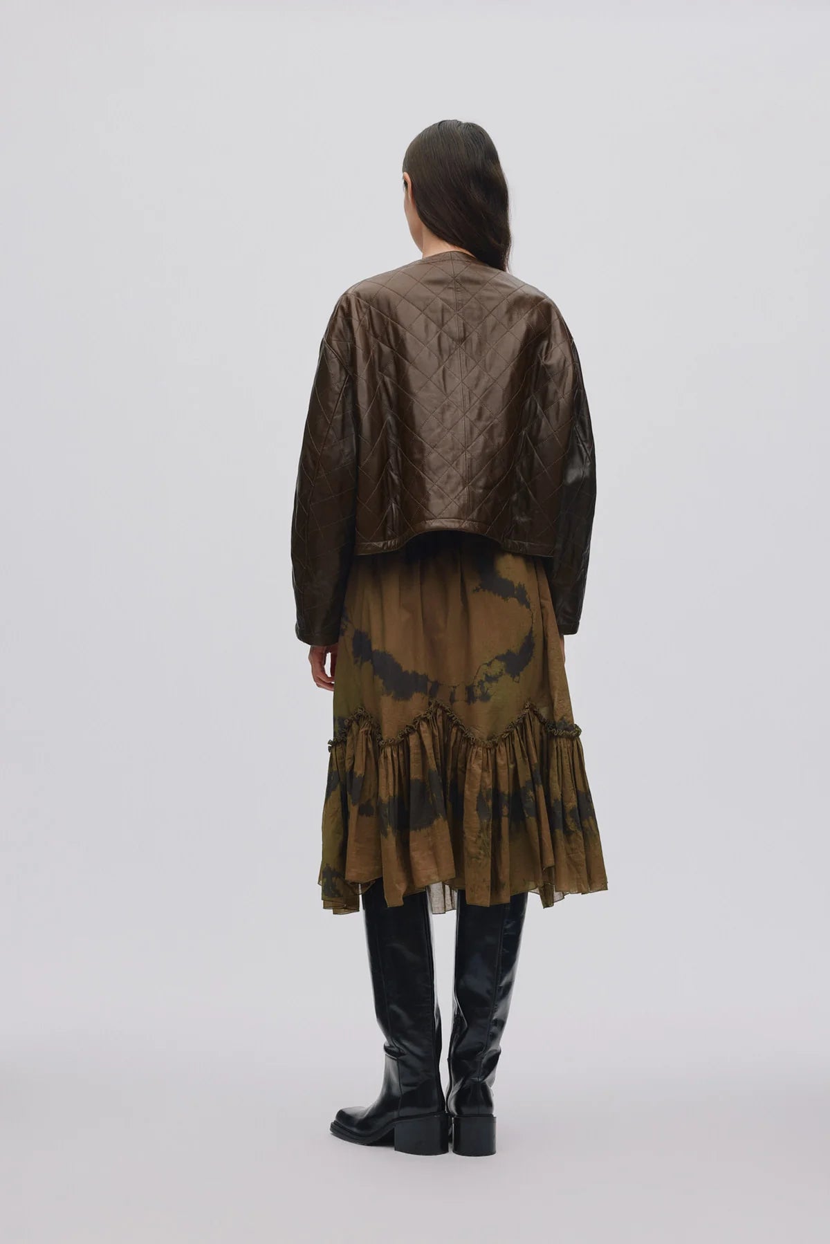 Berra Quilted Leather Jacket - Olive