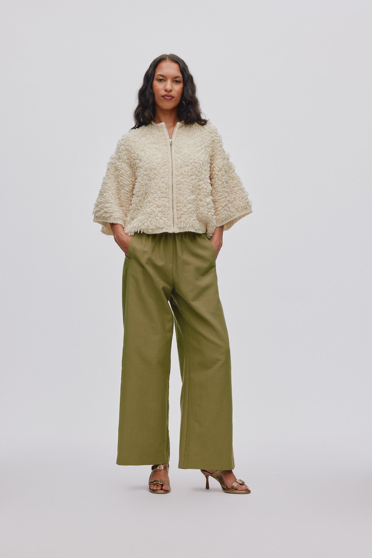 Alice Shaggy Lam Knit Cardigan - Off White