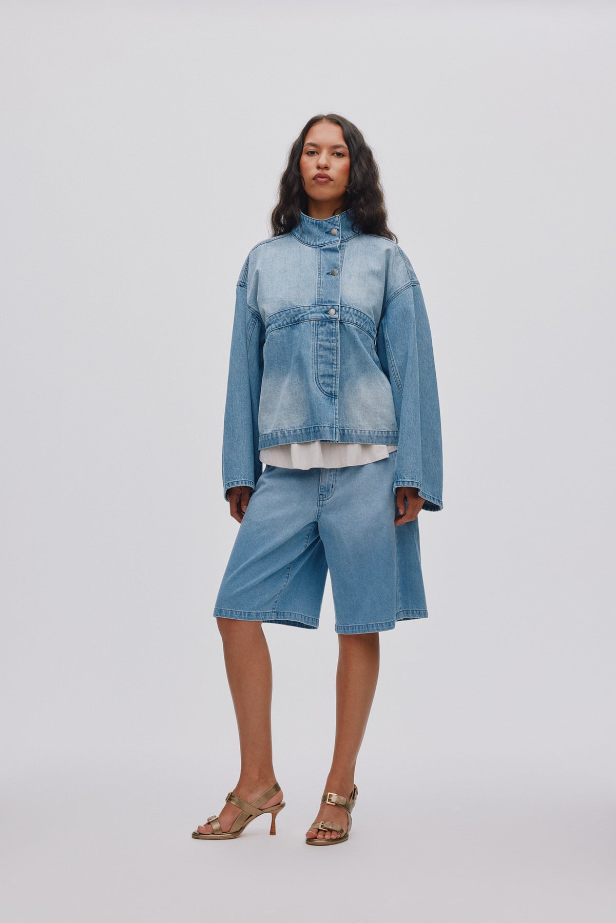 Raha Wide Shorts - Light Denim