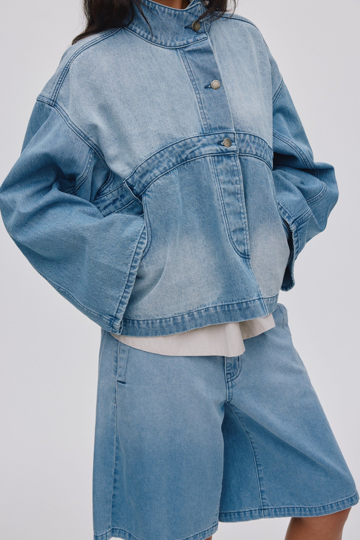 Raha Wide Shorts - Light Denim