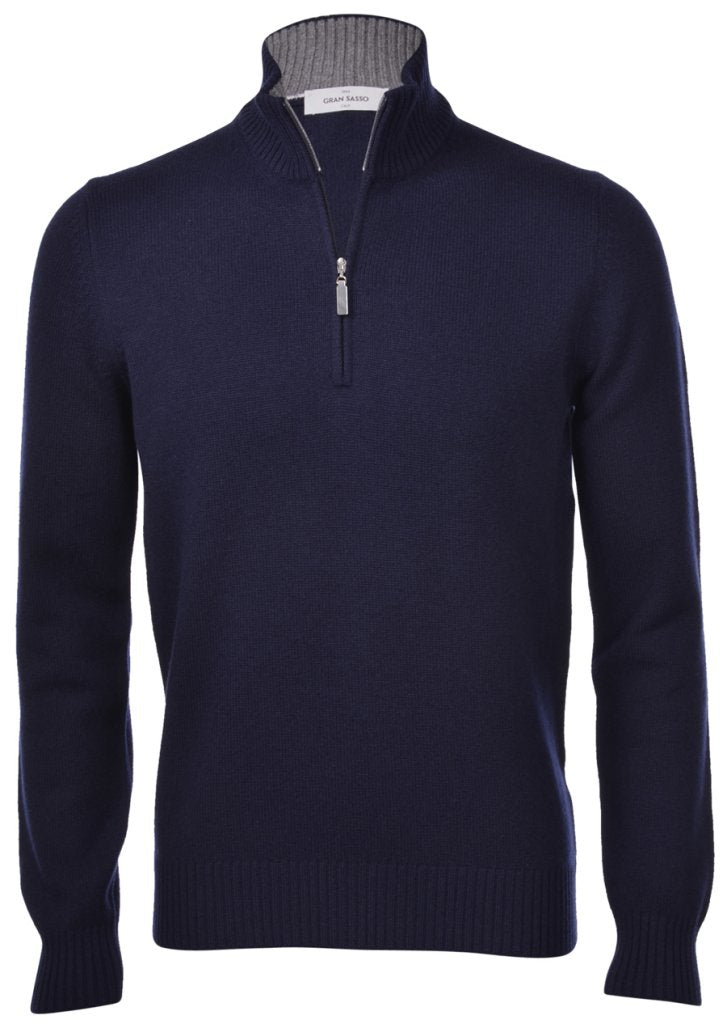 Navy Mock Neck with Zip