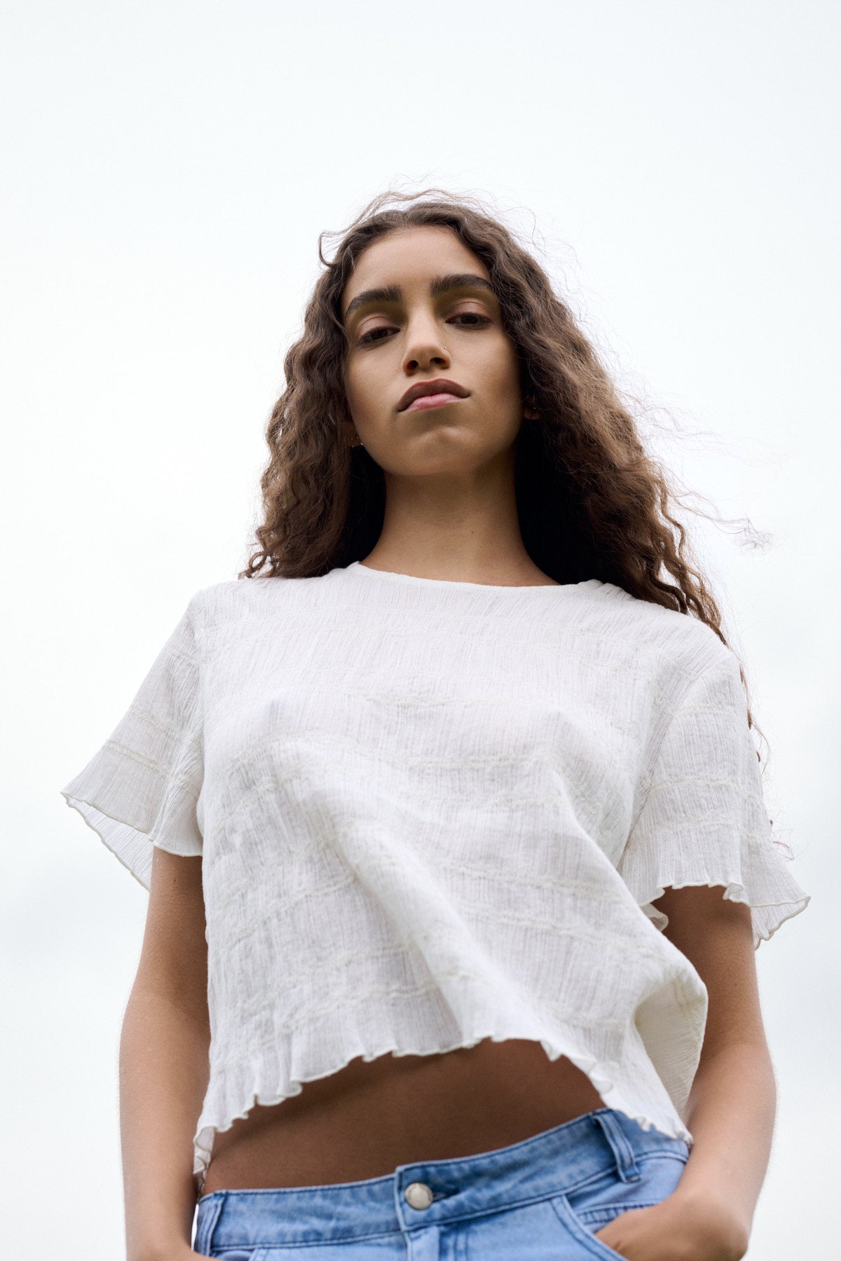 Manar Smocking T-Shirt - Chalk