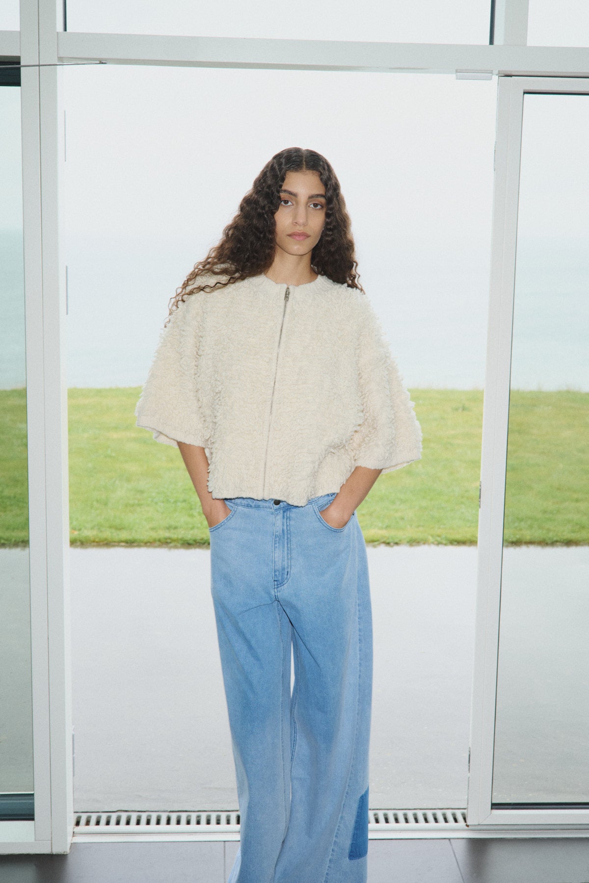 Alice Shaggy Lam Knit Cardigan - Off White