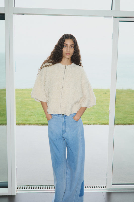 Alice Shaggy Lam Knit Cardigan - Off White