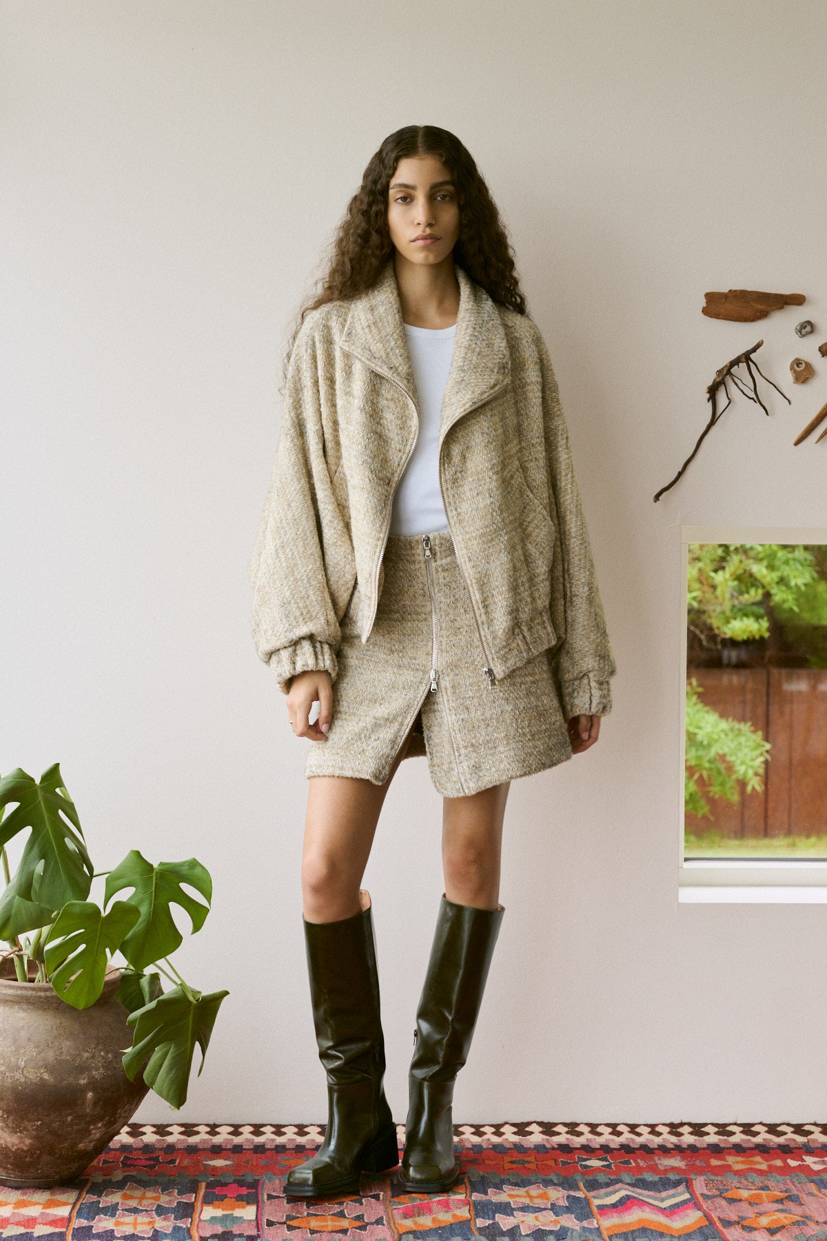 Hareem Boucle Check Jacket - Powder Check