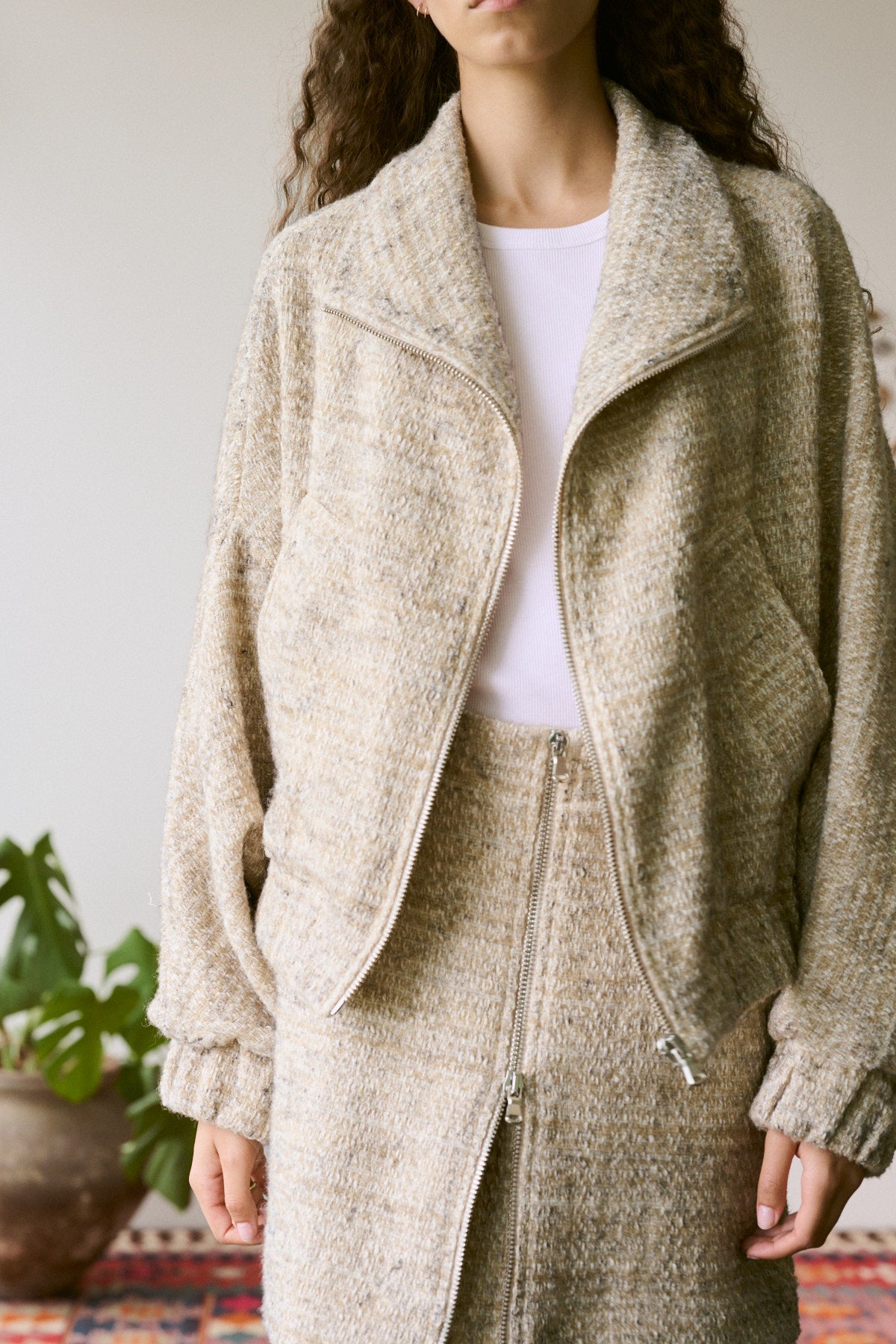 Hareem Boucle Check Jacket - Powder Check