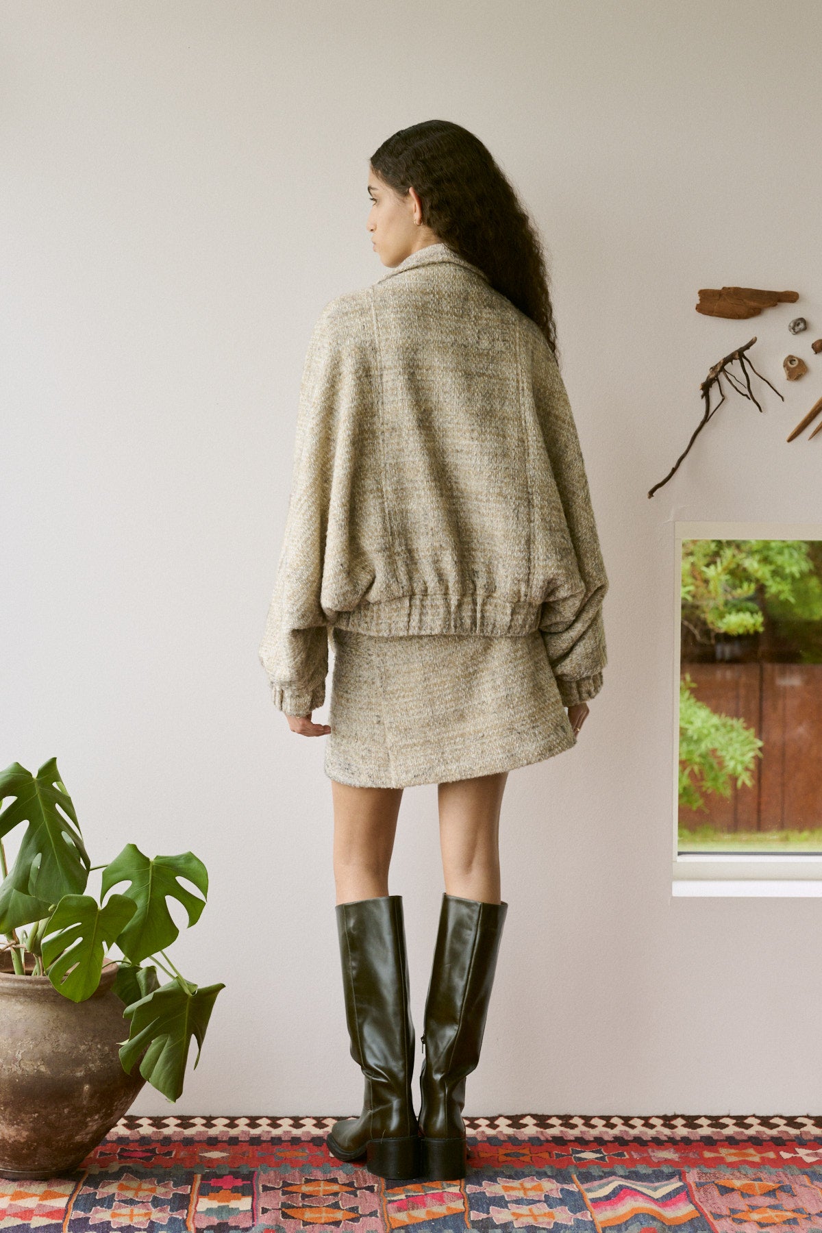Hareem Boucle Check Jacket - Powder Check