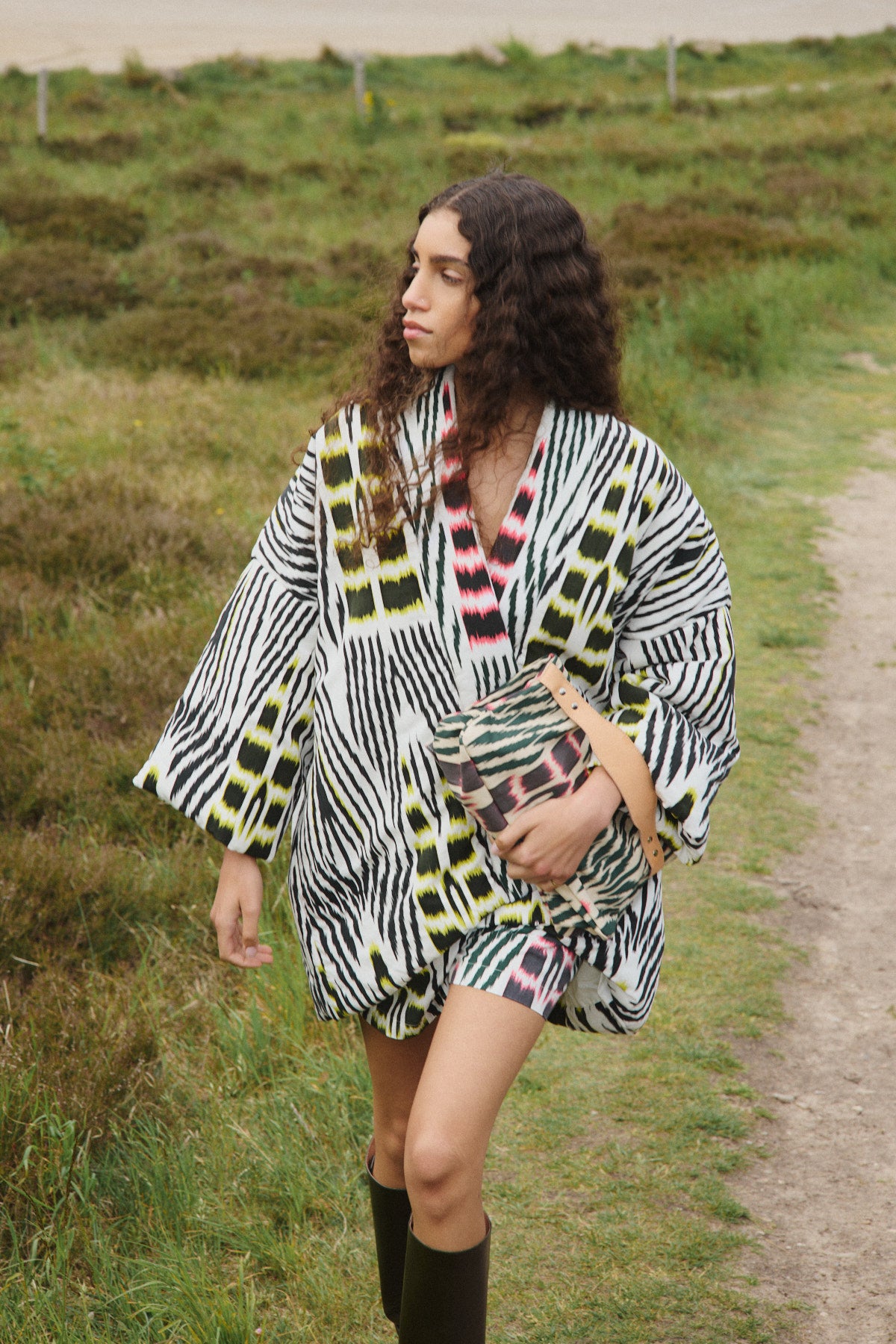 Abba Ikat Combo Padded Kimono