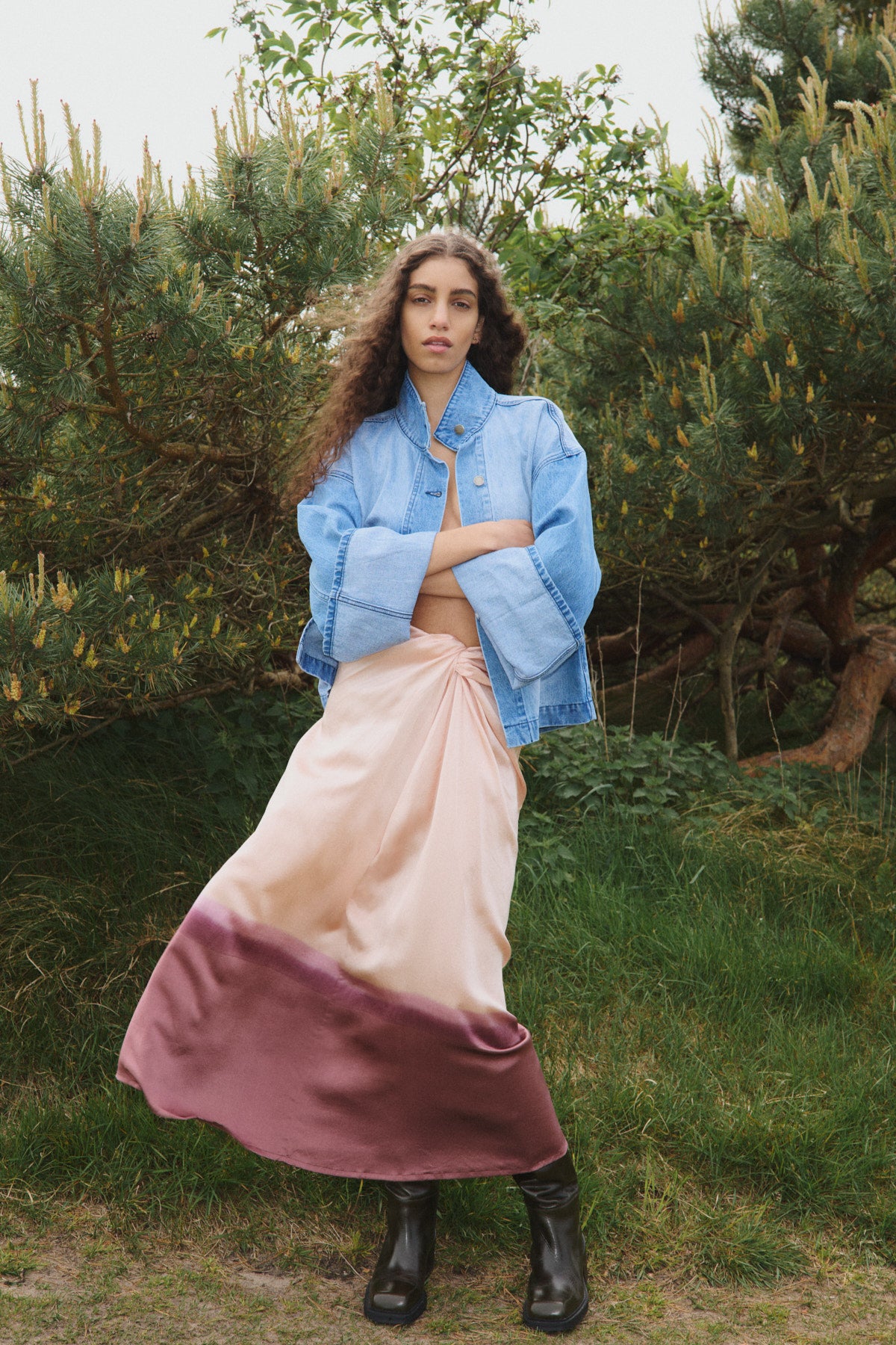 Rojin Drape Skirt - Blush Combo