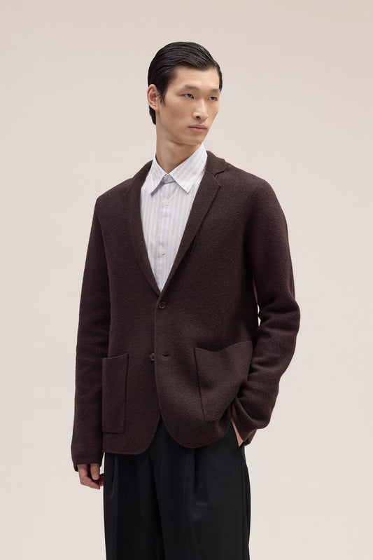 Lucas Boiled Wool Blazer Dusky Port