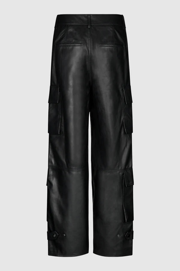 Letho Leather Cargo Pants - Black