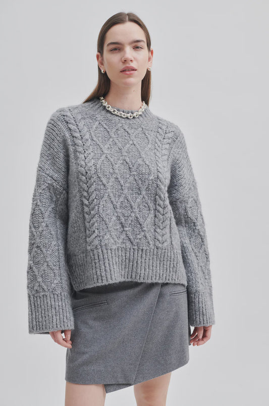 Dia Knit O Neck Grey Melange