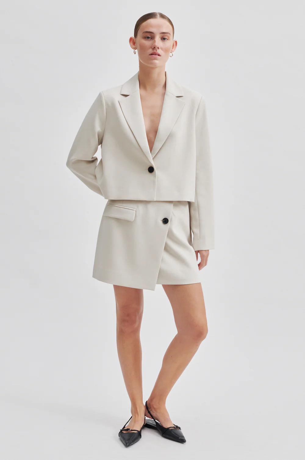 Evie Cropped Blazer - Pumice Stone
