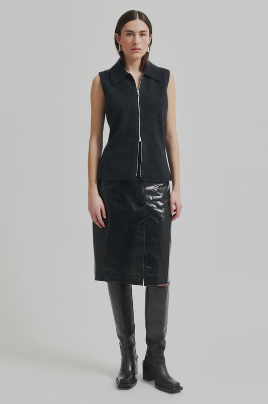 Queens Leather Skirt - Night Sky