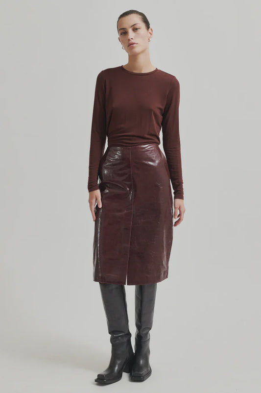 Queens Leather Skirt - Bitter Chocolate