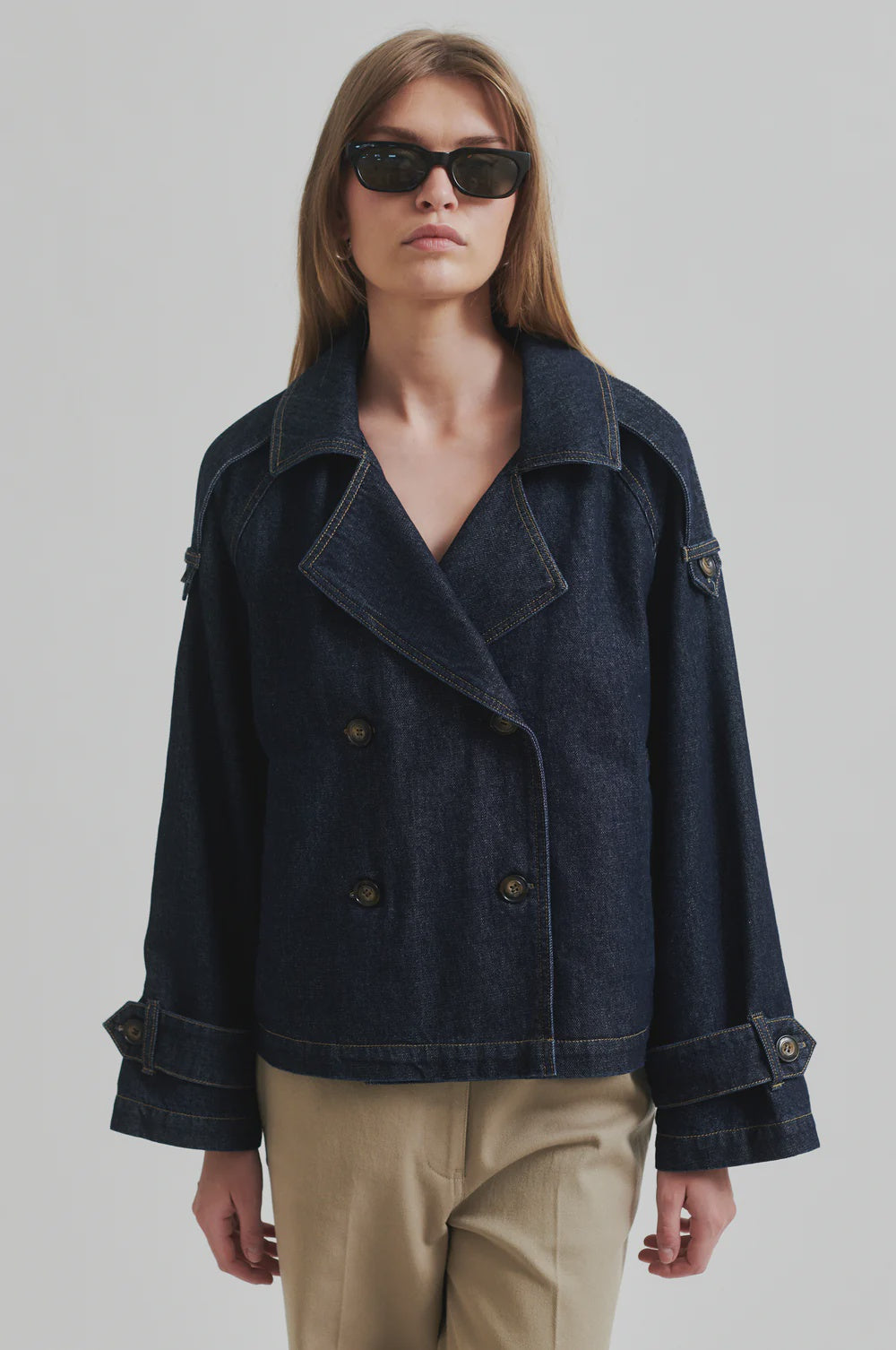 Columbus Trench Jacket - Dark Blue Denim
