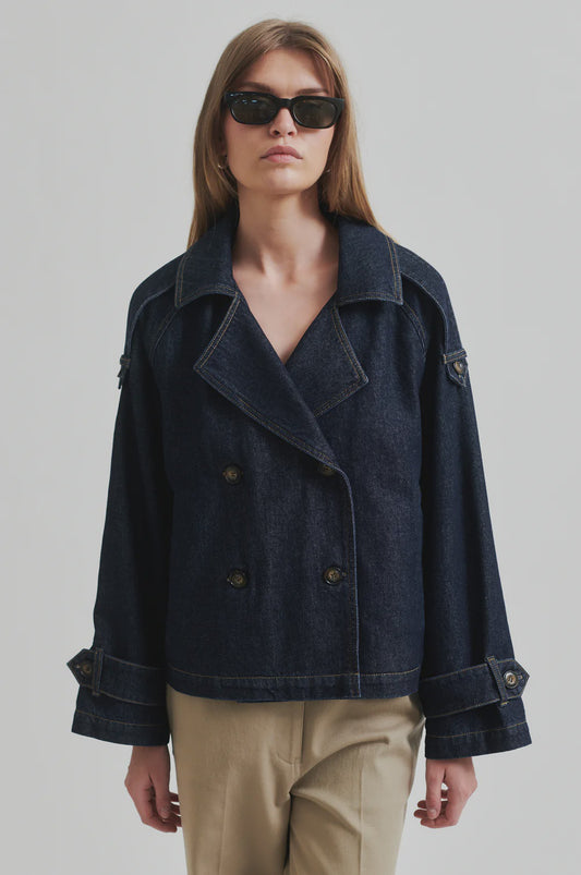 Columbus Trench Jacket - Dark Blue Denim