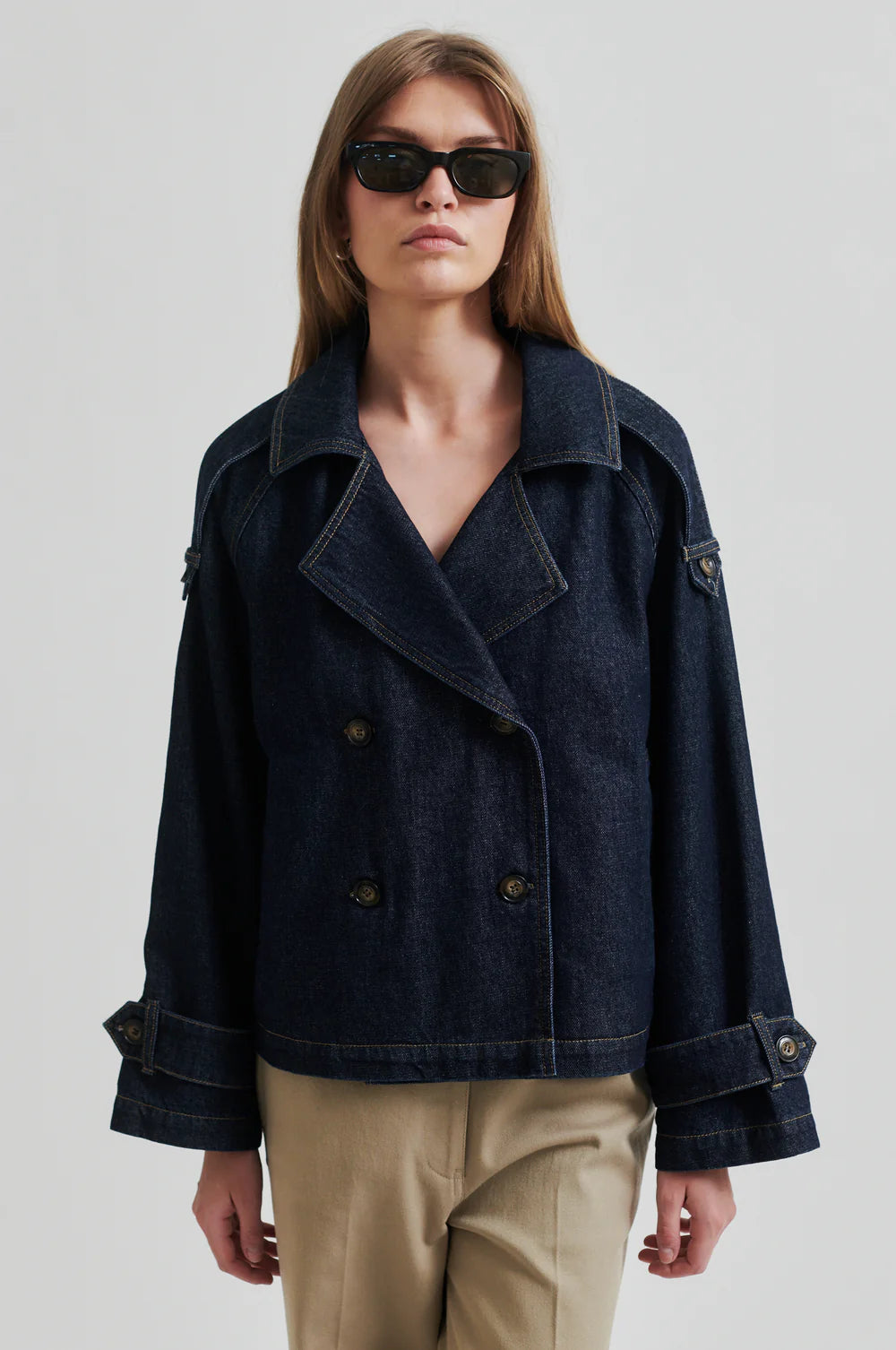 Columbus Trench Jacket - Dark Blue Denim