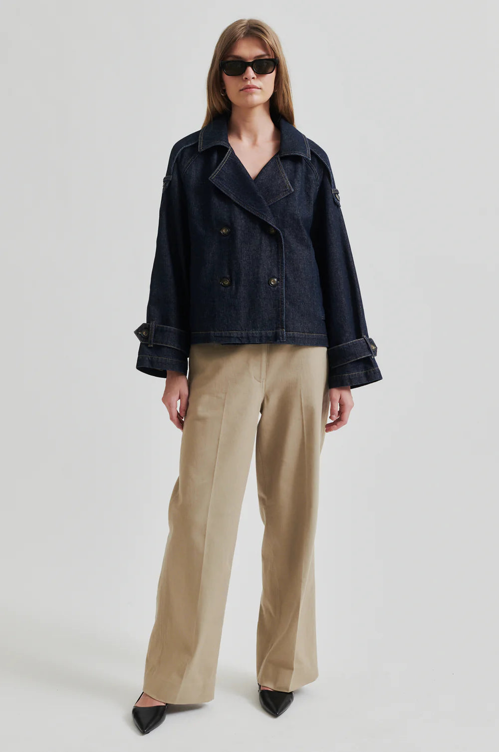 Columbus Trench Jacket - Dark Blue Denim