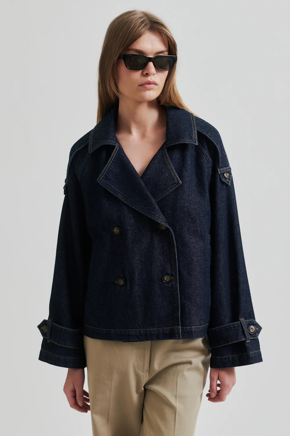 Columbus Trench Jacket - Dark Blue Denim