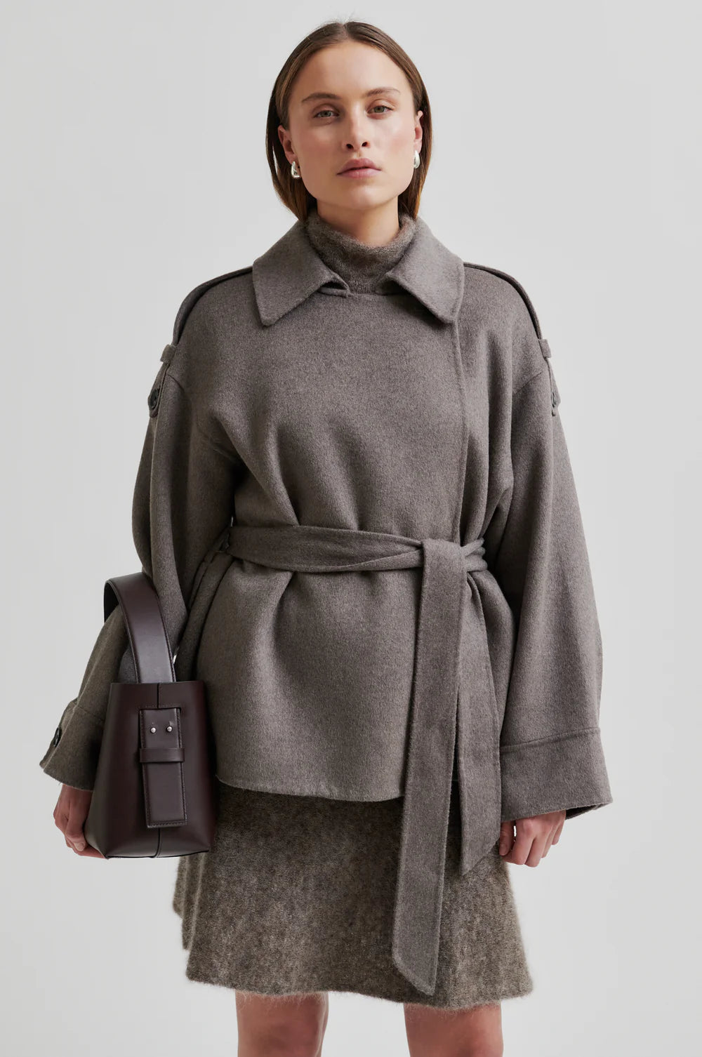 Walance Belt Jacket - Mid Brown