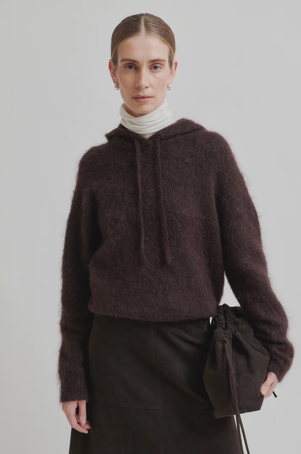 Anneleen Knit Hoodie - Chocolate Plum
