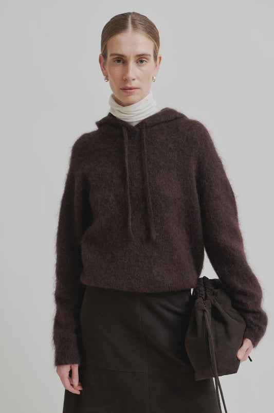 Anneleen Knit Hoodie - Chocolate Plum
