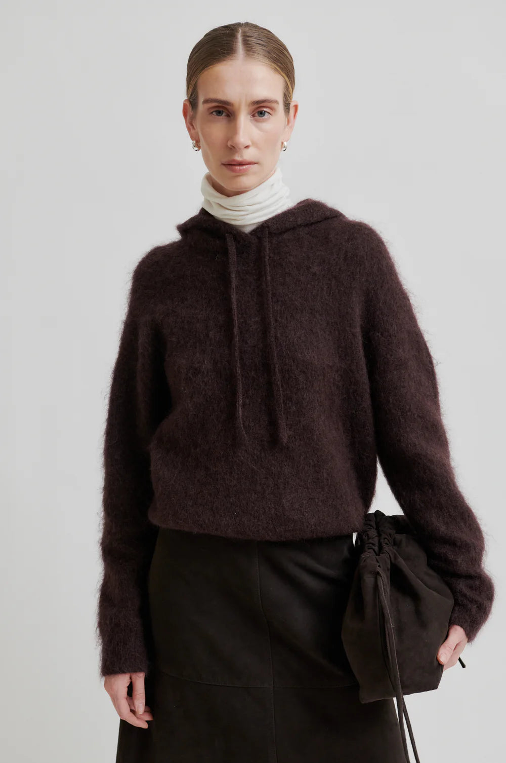 Anneleen Knit Hoodie - Chocolate Plum