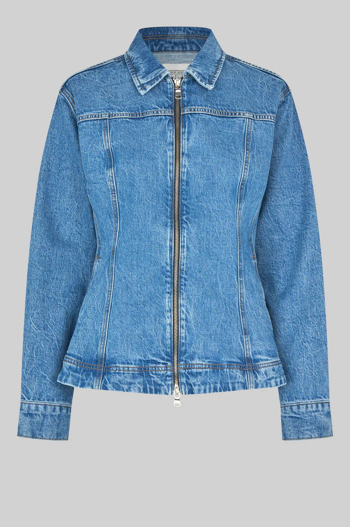 BelIton Peplum Denim Jacket - Blue Denim