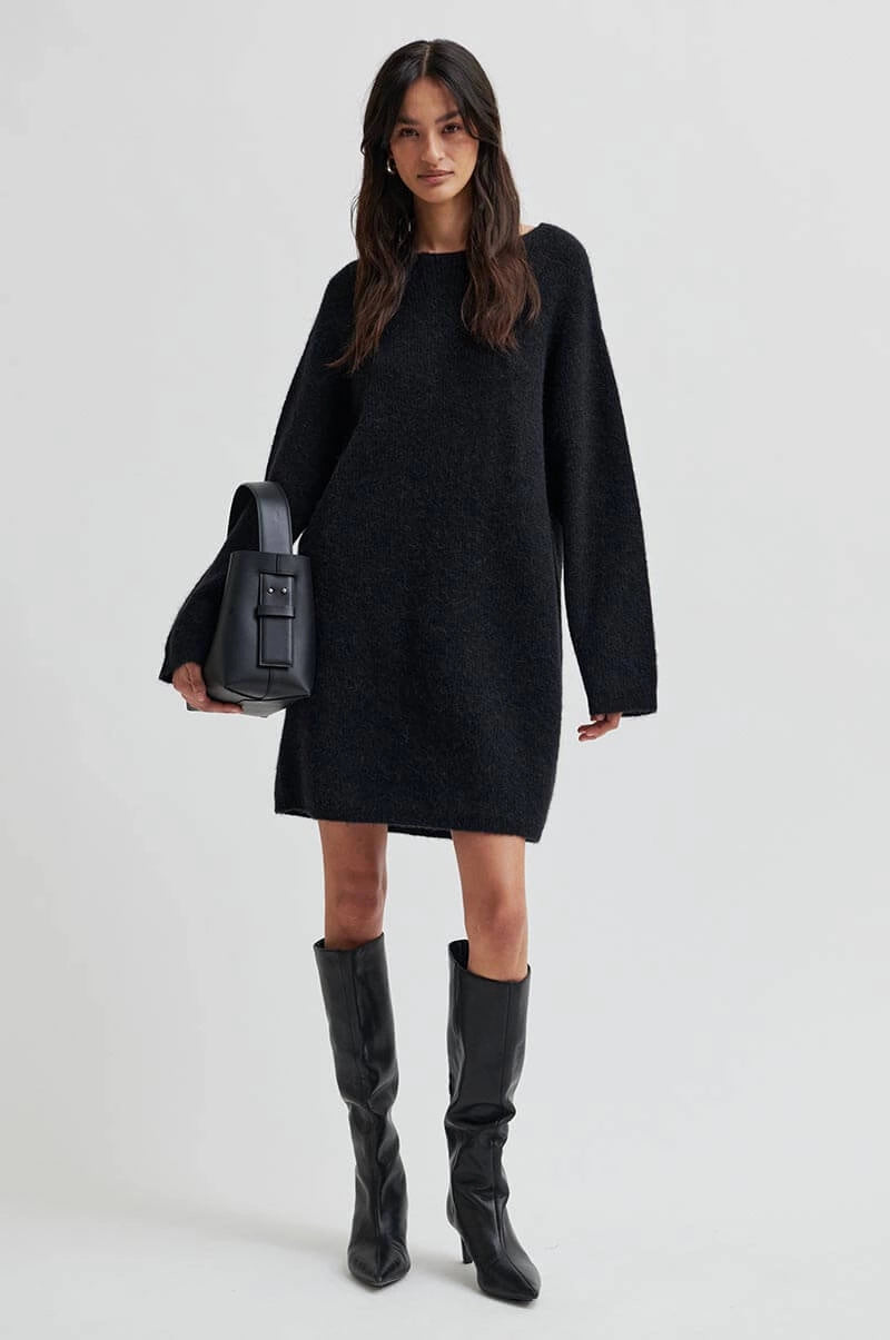 Gabby Knit Dress - Black Sand