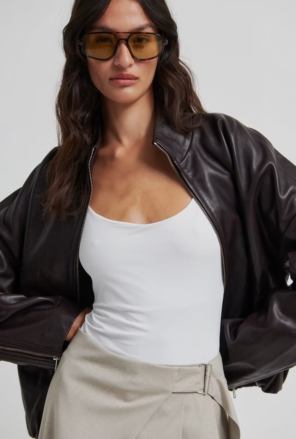 Boston Leather Jacket - Fudge