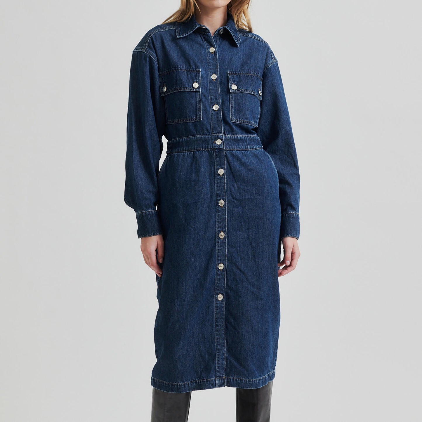 Mina Denim Dress - Blue Denim
