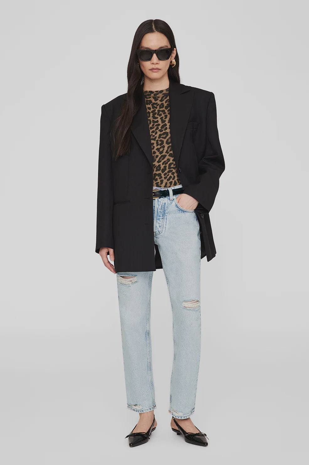 Avi Tee - Black & Brown Leopard