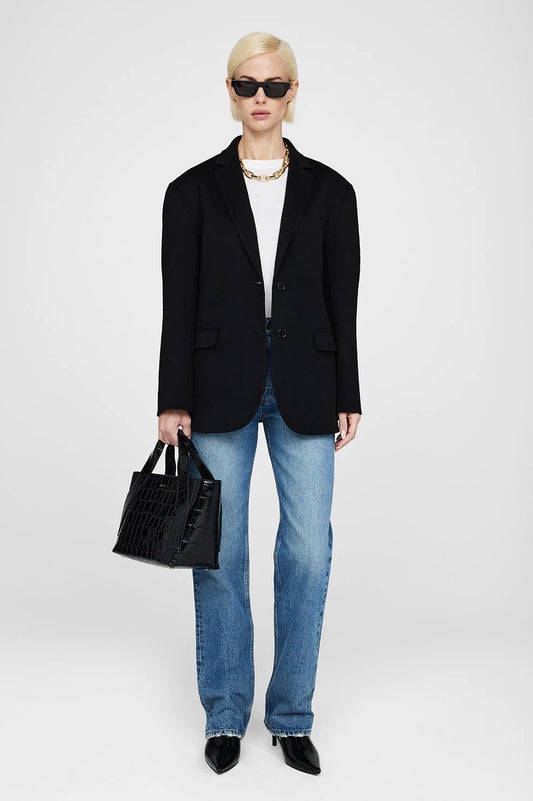 Maya Tote Black Oversized embossed