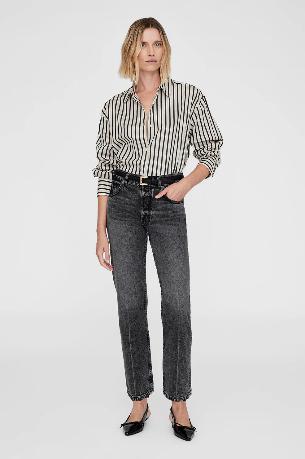 Plaza Shirt Blk and Tan Stripe