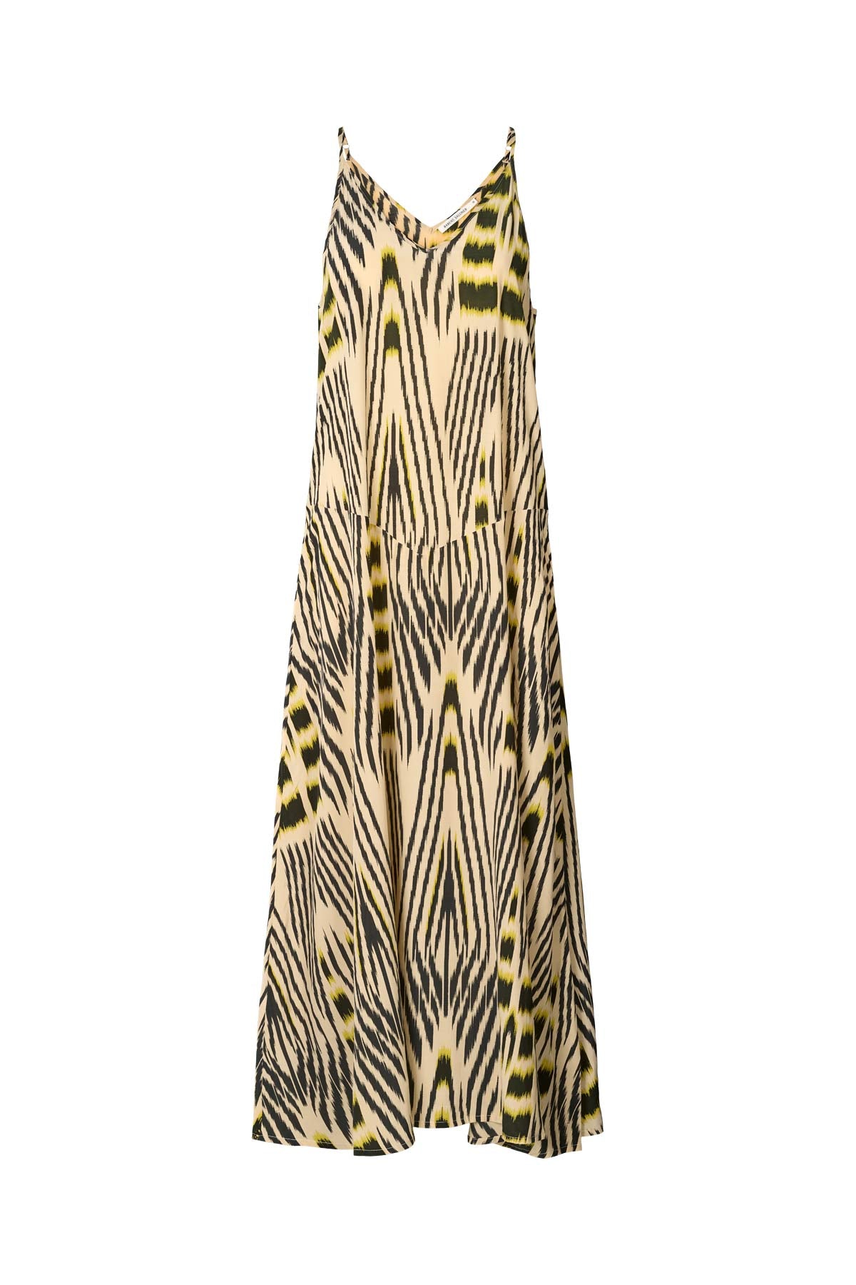 Annebeth Ikat V-Dress - Citrus Black Dark Beige