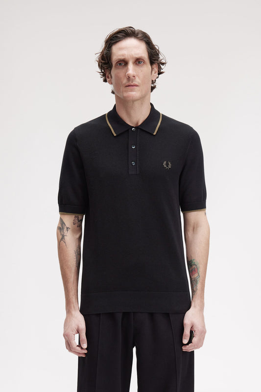 Pique Stitch Knitted Shirt Black