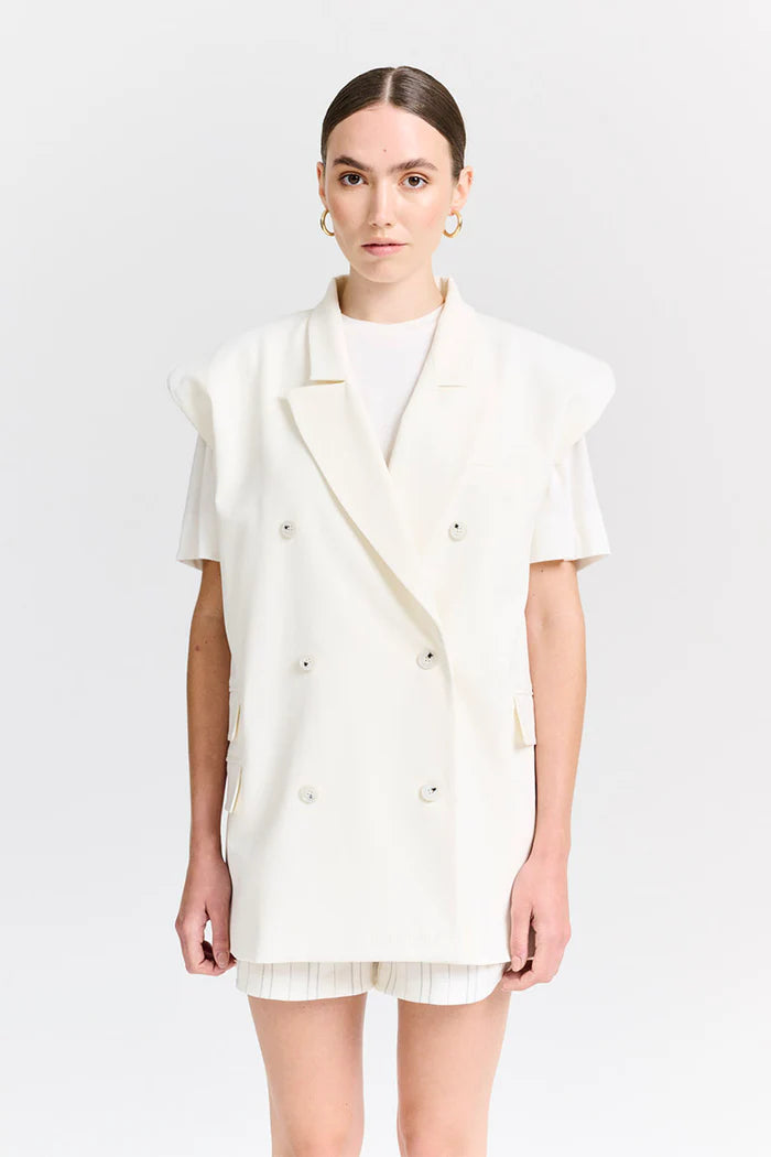 Tate Blazer Vest - Ecru