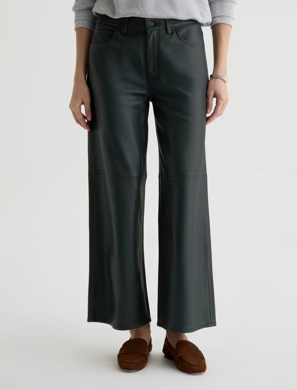 Saige Wideleg Crop Dark Green