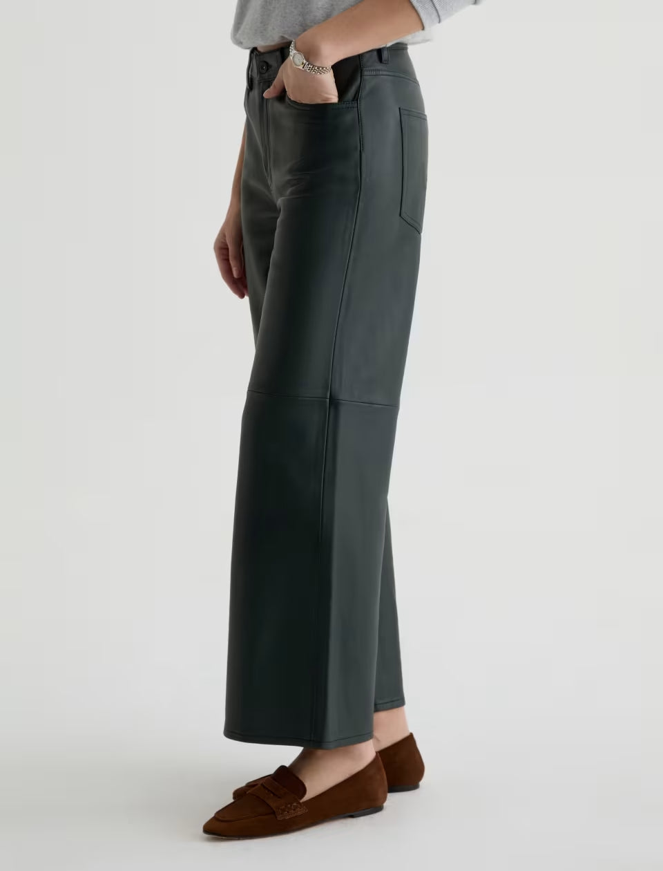 Saige Wideleg Crop Dark Green