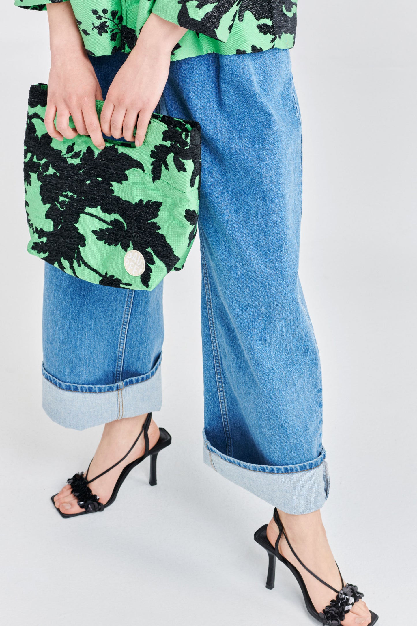 Kaiko Bag Green Black Flower