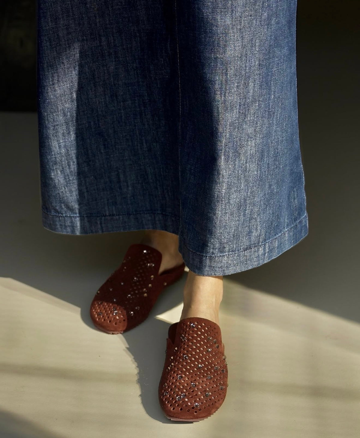 Braidy Mules Leather Brunette Shoes