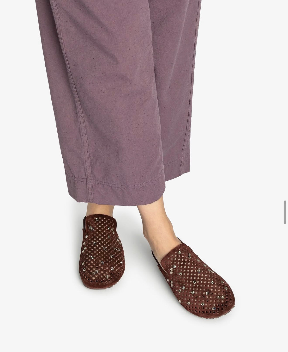 Braidy Mules Leather Brunette Shoes