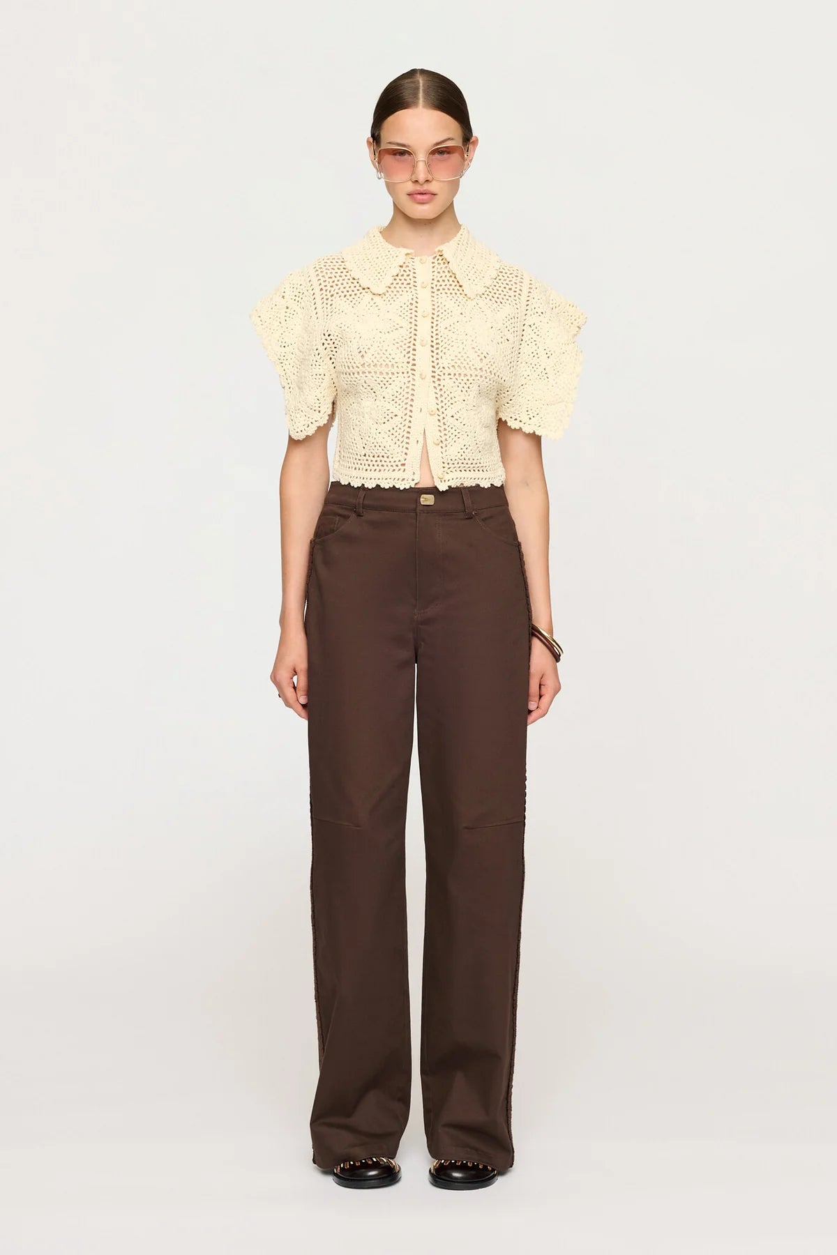 Cleo Hand Crochet Shirt Whipped Butter