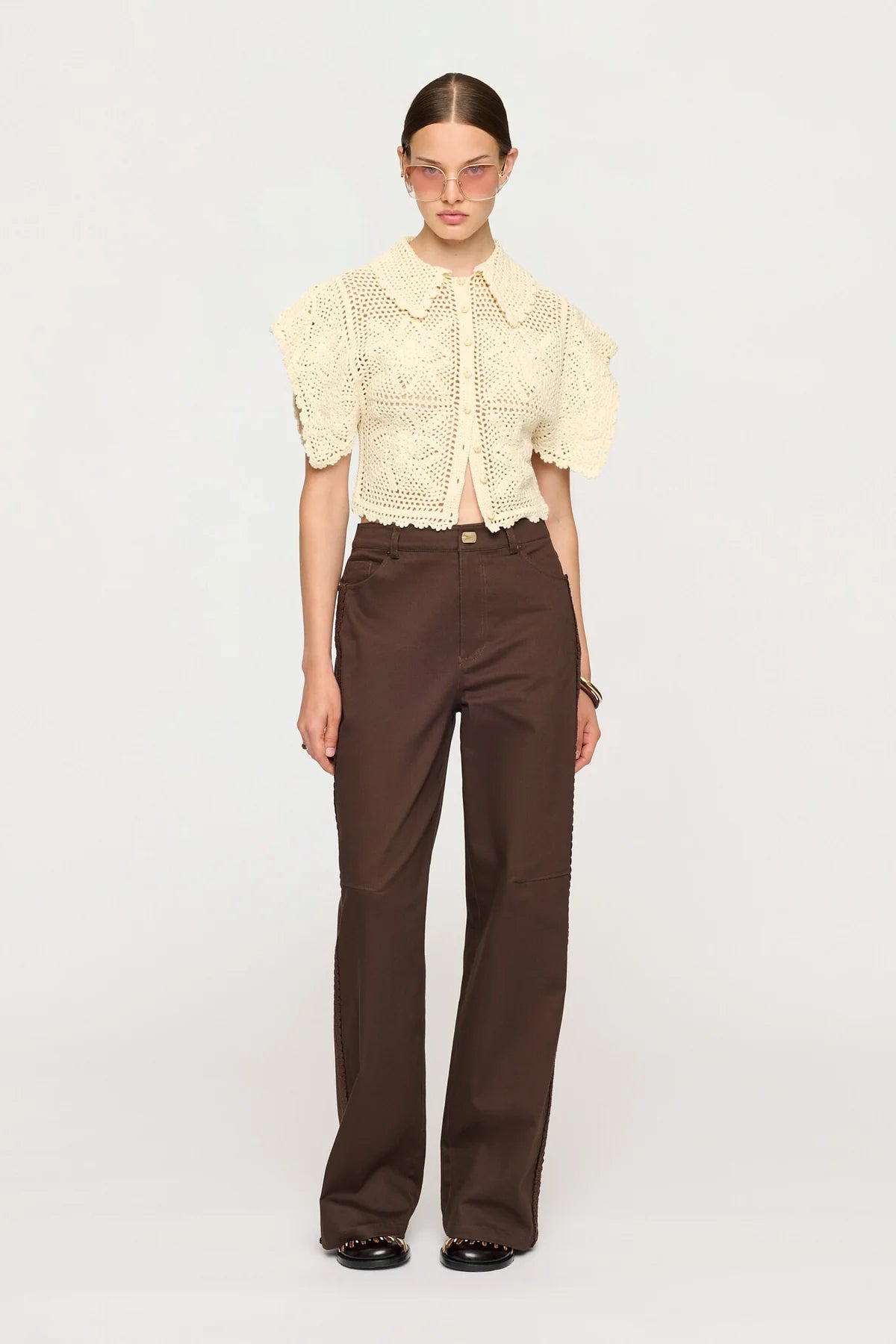Cleo Hand Crochet Shirt Whipped Butter